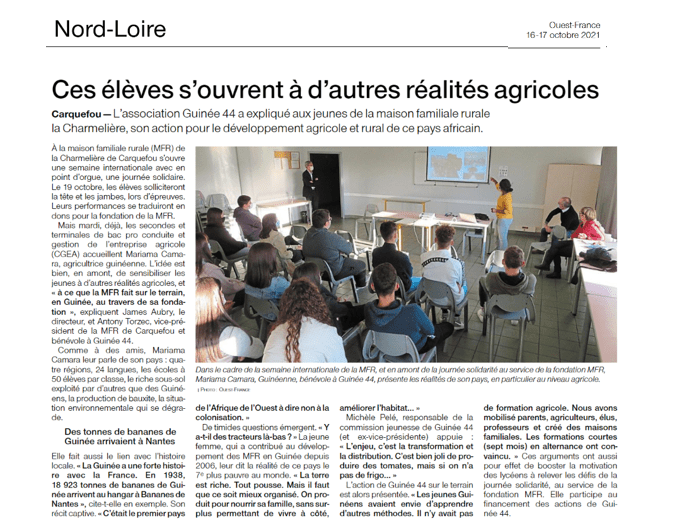 Presse : zoom sur la mfr de carquefou 1