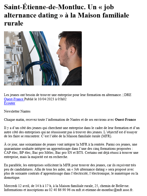 PRESSE : MFR ST ETIENNE DE MONTLUC 2 Presse : mfr st etienne de montluc 1