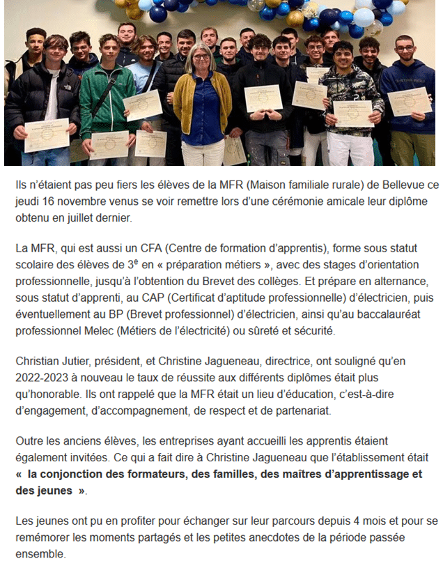 Presse : mfr saint etienne de montluc 1